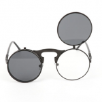 Men Women Retro Anti-UV400 Sunglasses Retro Steampunk Round Mirror Flip Cover Lens Glasses for Sunglasses