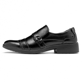 Men Pointed Toe Metal Buckle Slip On Business Formal Shoes for Formal Shoes