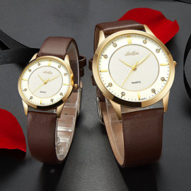 Casual Couple Quartz Watch Waterproof Simple Dial Waist Watch Leather Watch For Women Men for Couple Watches