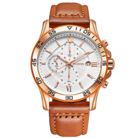 Business Men Wrist Watch Multi-function Chronograph Quartz Watches Leather Brand for Men Watches