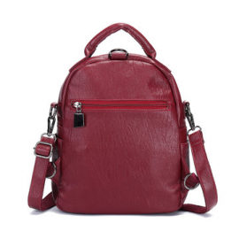 Women Soft Leather Multi-function Handbag Solid Leisure Large Capacity Backpack Casual Crossbody Bag for Bags