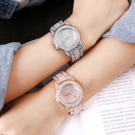 Luxury Womens Full Rhinestone Diamond Watches Lady Dress Accessory Silver Rose Gold Watch for Women for Watches