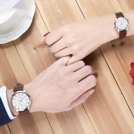 Casual Couple Quartz Watch Waterproof Simple Dial Waist Watch Leather Watch For Women Men for Couple Watches