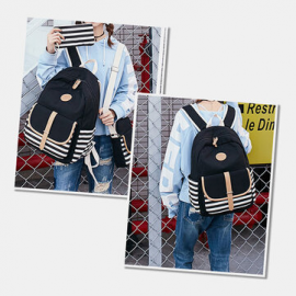 Women 3PCS Canvas Striped Backpack School Crossbody Bag for Backpack