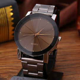 Fashion Couple Quartz Wristwatch No Number Round Dial Stainless Steel Strap Watches for Women Men for Couple Watches